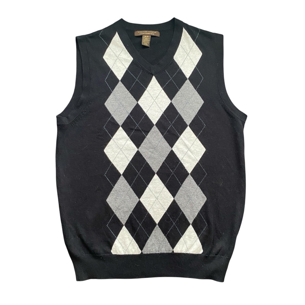 Sebastian Cooper Men’s Argyle Cotton Cashmere Blend Sweater Vest Small
